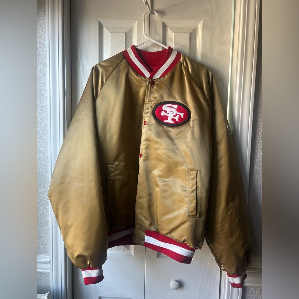 XXL Vintage Gold San Francisco 49ers Chalk Line Starter Style Satin Jacket